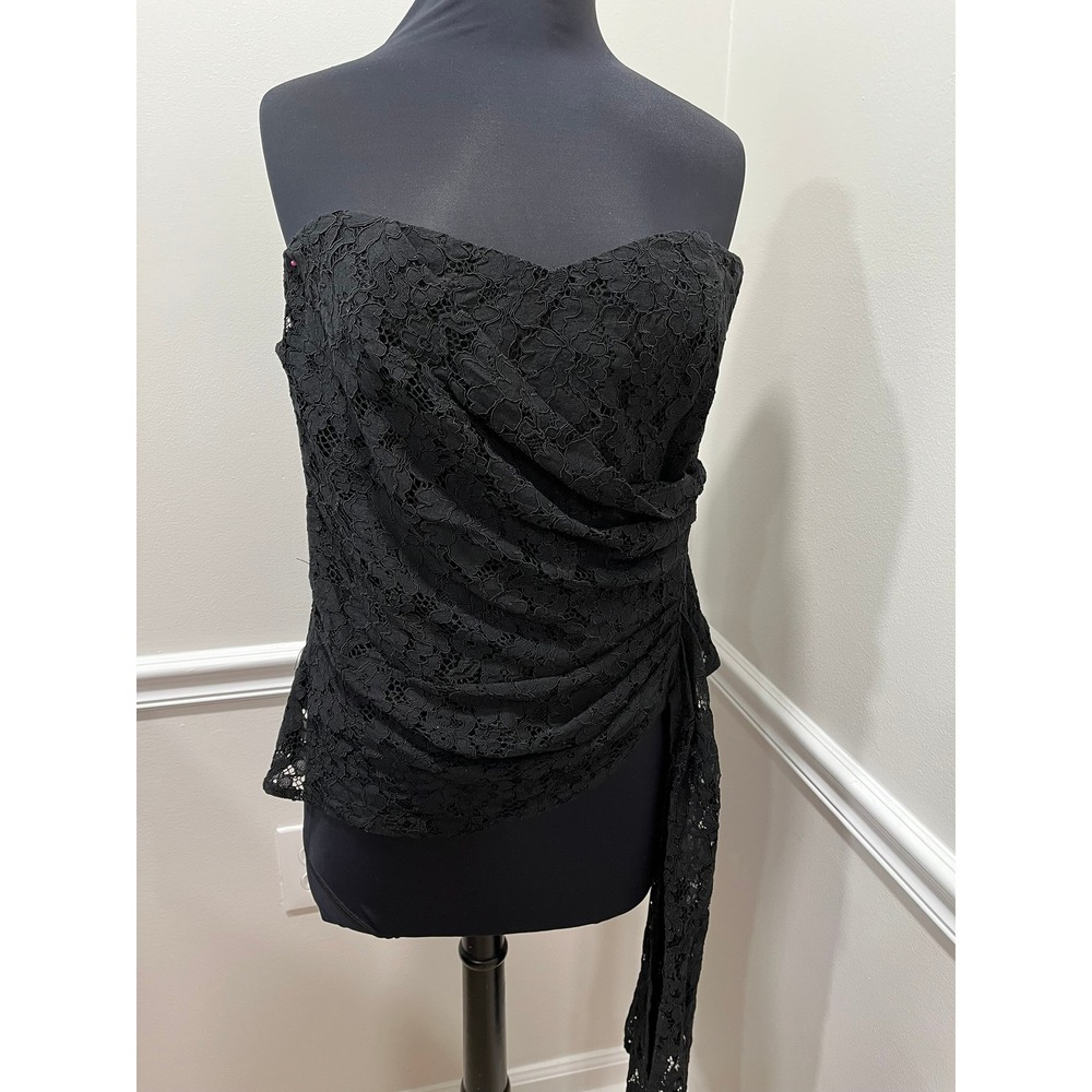 Mare Mare x Anthropologie Black Lace Strapless Draped Sash Top Sweetheart Large